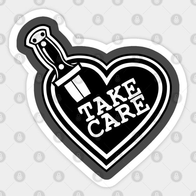 Take Care, Black Heart Sticker by stuff101